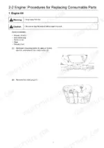 takeuchi-210-x2-240-x2-hydraulic-excavator-shop-manual-procedures-5.webp Link-Belt 210 X2, 240 X2 engine oil replacement procedure, showing under cover removal and drain plug location diagrams.