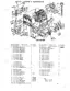 Takeuchi TB-35S exploded view of engine, radiator, silencer, and mounting accessories with parts list table.