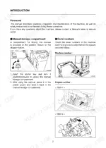 takeuchi-tb014-tb016-compact-excavator-operator-manual-ac4e029-page-4.webp Takeuchi TB014, TB016 manual storage compartment location and machine and engine serial number identification diagrams.