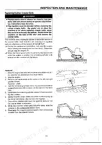 takeuchi-tb070-compact-excavator-operator-manual-ol1-107e0-procedures-62.webp Takeuchi TB070 maintenance manual page showing procedures for replacing rubber crawler belts and adjusting tension valves.