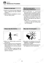 Takeuchi TB1140 safety manual page covering maintenance precautions, cleaning procedures, and moving parts hazards.
