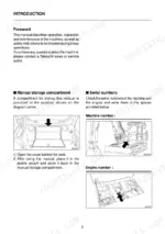 Takeuchi TB1140 manual storage compartment location and machine and engine serial number identification diagrams.