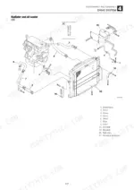 Takeuchi TB1160W exploded view diagram of radiator, oil cooler, hoses, and sub-tank assembly components.