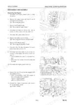 takeuchi-tb175-hydraulic-excavator-workshop-manual-cl7e002-procedures-73.webp Takeuchi TB175 engine removal procedure with diagrams for battery, air cleaner, fuel hoses, and engine mount components.