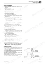 Takeuchi TB210R service manual page detailing step-by-step engine removal and installation procedures with radiator alignment diagram.