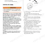 Takeuchi TB2150 operator manual page showing procedures for starting and stopping the engine with ignition key diagram.