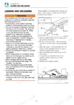 takeuchi-tb216-mini-excavator-operator-manual-ac6e006-transport-128.webp Takeuchi TB216 transport manual page showing loading and unloading safety procedures, ramp setup diagrams, and step-by-step instructions.