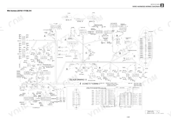 Takeuchi TB235 wire harness wiring diagram 2 of 4 showing fuse box, relays, and electrical component connections.