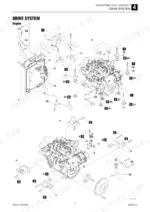 takeuchi-tb240-mini-excavator-service-manual-cg8e001-procedures-150.webp Takeuchi TB240 drive system exploded view showing engine mounting, radiator, and cooling components assembly.