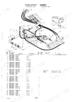 Takeuchi TB25, 250 exploded view diagram of upper hydraulic piping and parts list for breaker ports.