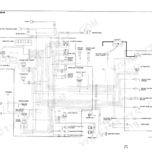 Takeuchi TB25 electrical wiring diagram showing battery, starter motor, alternator, fuse box, and cabin accessory circuits.