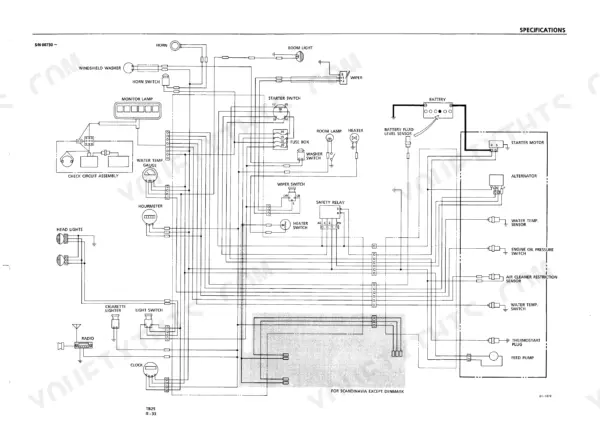 Takeuchi TB25 electrical wiring diagram showing battery, starter, alternator, fuse box, and various sensors and switches.