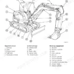 Takeuchi TB260 canopy component diagram identifying upperstructure, undercarriage, and working equipment parts.