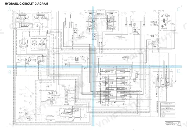 Takeuchi TB280FR hydraulic circuit diagram showing travel motors, main relief pressure, and auxiliary hydraulic system components.