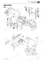 takeuchi-tb285-hydraulic-excavator-service-manual-cm1e006-procedures-177.webp Takeuchi TB285 exploded view diagram of engine drive system, radiator, and mounting components with torque specifications.