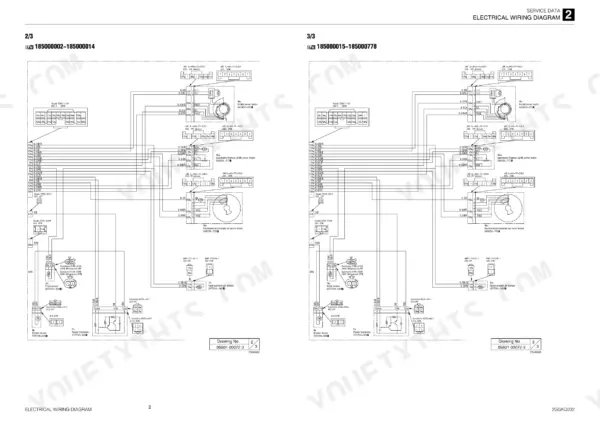 Takeuchi TB285 electrical wiring diagram showing HVAC servo motors, blower motor, power transistor, and sensors.