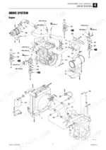 takeuchi-tb290-hydraulic-excavator-service-manual-cm0e006-procedures-195.webp Takeuchi TB290 engine drive system exploded view showing engine mounts, air cleaner, muffler, and radiator assembly.