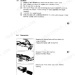 Takeuchi TKB-70 breaker assembly and disassembly procedures, including safety cautions and steps for removing the accumulator and heads.