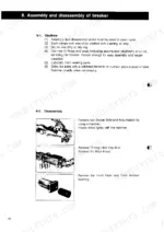 takeuchi-tkb-70-hydraulic-breaker-service-manual-procedures-16.webp Takeuchi TKB-70 breaker assembly and disassembly procedures, including safety cautions and steps for removing the accumulator and heads.
