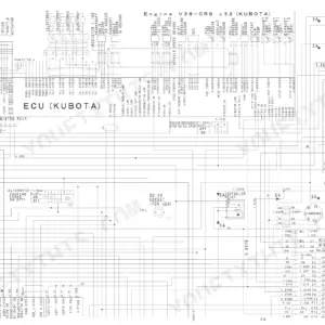Takeuchi TL10 wiring diagram showing Kubota engine ECU connections, sensors, relays, fuses, and electrical system components.