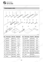 takeuchi-tl120-tl150-series-crawler-loader-operator-manual-at7e023-maintenance-104.webp Takeuchi TL120, TL130, TL140, TL150 maintenance manual page showing service tools diagram and parts list table.