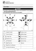 takeuchi-tl220-tl250-series-crawler-loader-operator-manual-au1e001-operations-75.webp Takeuchi TL220, TL230, TL240, TL250 operation manual showing joystick lever patterns for crawler and lift arm controls.