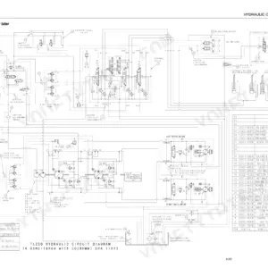 Takeuchi TL250V3800DI-T-E3BG hydraulic circuit diagram showing pumps, motors, control valves, and component parts list.