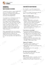 takeuchi-tl8-tl10-tl12-track-loader-operator-manual-au8e000-maintenance-142.webp Takeuchi TL8, TL10, TL12 maintenance manual page covering general maintenance overview and safety cautions for cleaning and refueling.