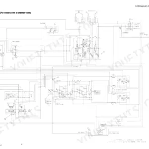 Takeuchi TL8 hydraulic circuit diagram for models with a selector valve, including component list and pressure specifications.