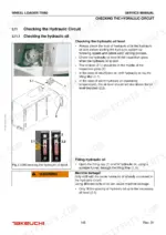 takeuchi-tw60-wheel-loader-service-manual-8015739-hydraulic-145.webp Takeuchi TW60 service manual page showing hydraulic oil level inspection and filling procedures with tank diagram.
