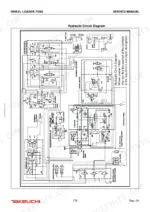 takeuchi-tw65-wheel-loader-service-manual-8015739-hydraulic-179.webp Takeuchi TW65 hydraulic circuit diagram showing pump, control block, steering, lifting cylinder, and travel motor components.