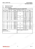 takeuchi-tw65-wheel-loader-service-manual-8015739-torque-18.webp Takeuchi TW65 service manual table showing tightening torques for hydraulic hose connections by thread size and pressure.