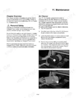 terex-pt-100-forestry-rubber-track-loader-service-manual-2085-249-maintenance-53.webp Terex PT-100 FORESTRY maintenance manual page showing air cleaner element removal and inspection procedures with photos.