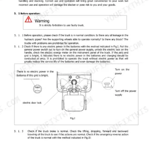 Utilev UT15RS, UT15RSS operation instructions, pre-operation checks, and battery power indicator diagram.