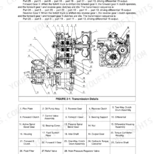 Utilev UT40P, UT50PS transmission power flow diagram and component parts list.