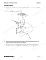 vibromax-1105-1106-1405-1805-single-drum-roller-service-manual-sm95005-procedures-46.webp Vibromax 1105, 1106, 1405, 1805 engine removal procedure and exploded view diagram of the engine compartment hood assembly.
