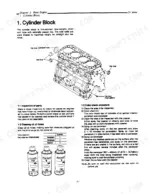 Yanmar 2TN66E-TN series engine cylinder block diagram, inspection, cleaning, and color check procedure with kit components.